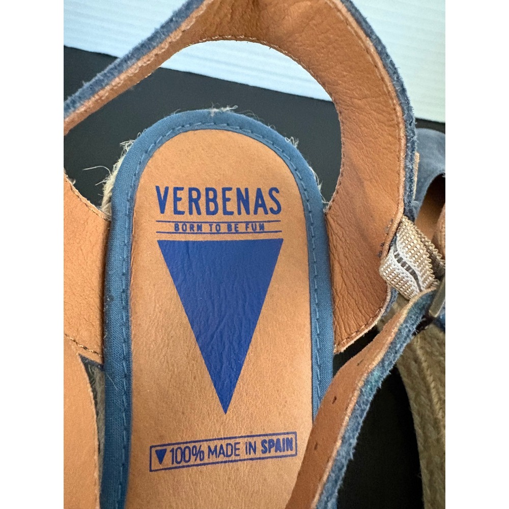 Verbenas Womens Espadrille Wedges Size 9 Blue Suede Platform Ankle Strap Spain - Picture 4 of 15